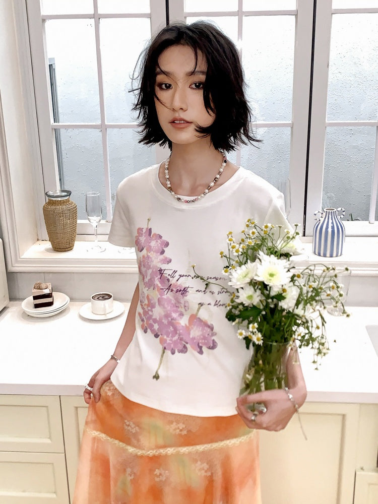 Slim Fit Crew Neck Print Short-Sleeved T-Shirt【s0000016303】