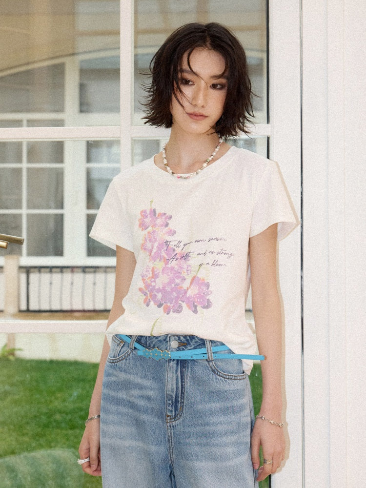 Slim Fit Crew Neck Print Short-Sleeved T-Shirt【s0000016303】