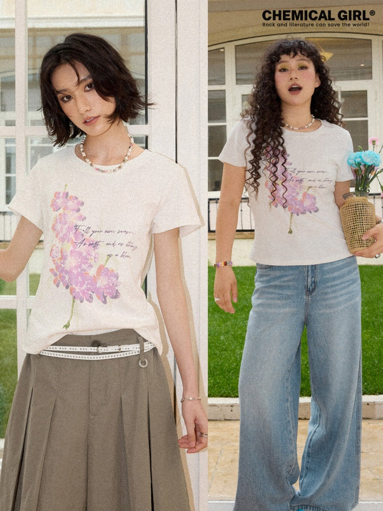 Slim Fit Crew Neck Print Short-Sleeved T-Shirt【s0000016303】
