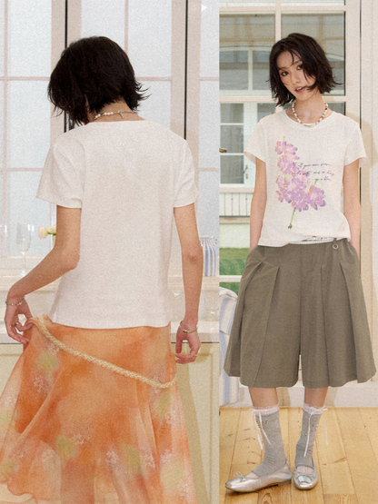 Slim Fit Crew Neck Print Short-Sleeved T-Shirt【s0000016303】