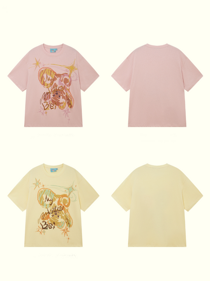Childlike Teddy Bear Print Short-Sleeved T-Shirt【s0000016304】