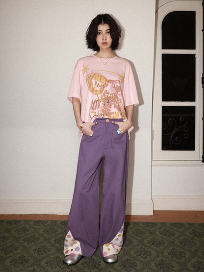 Childlike Teddy Bear Print Short-Sleeved T-Shirt【s0000016304】