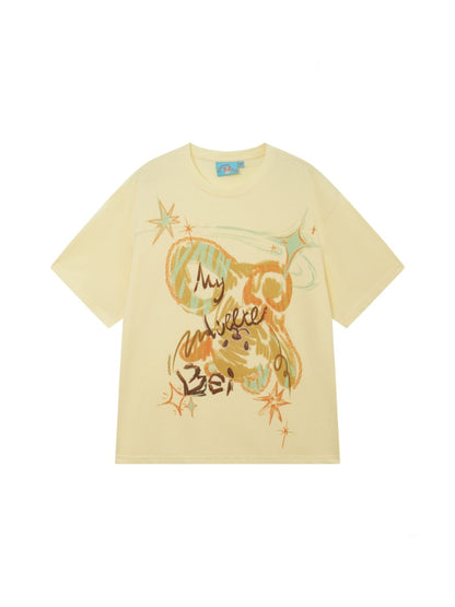 Childlike Teddy Bear Print Short-Sleeved T-Shirt【s0000016304】