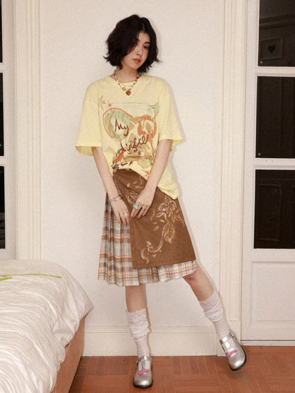 Childlike Teddy Bear Print Short-Sleeved T-Shirt【s0000016304】