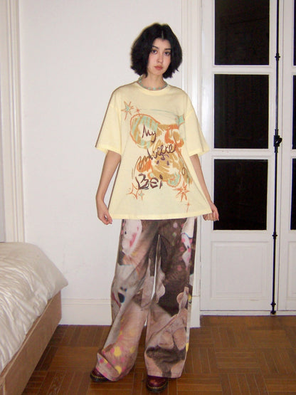 Childlike Teddy Bear Print Short-Sleeved T-Shirt【s0000016304】