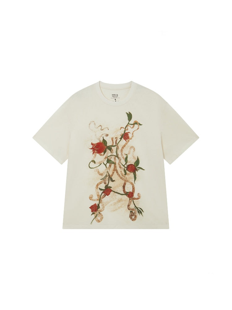 Lazy Pomegranate Flower Snowflake Loose Short-Sleeved T-Shirt【s0000016307】