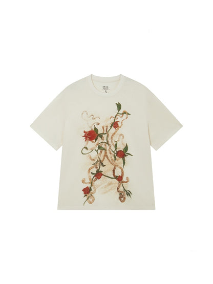 Lazy Pomegranate Flower Snowflake Loose Short-Sleeved T-Shirt【s0000016307】
