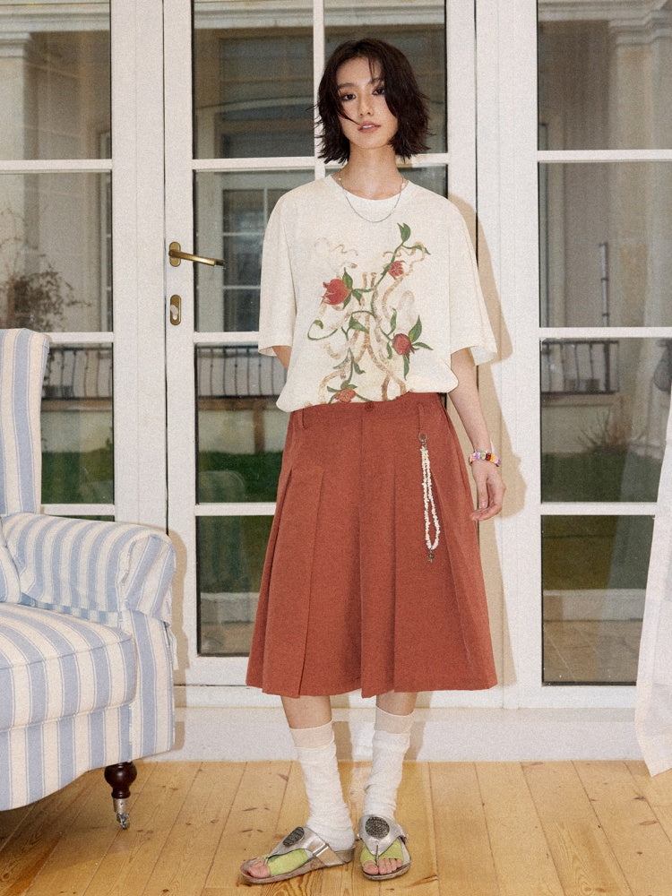 Lazy Pomegranate Flower Snowflake Loose Short-Sleeved T-Shirt【s0000016307】