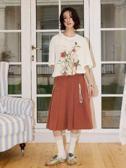 Lazy Pomegranate Flower Snowflake Loose Short-Sleeved T-Shirt【s0000016307】