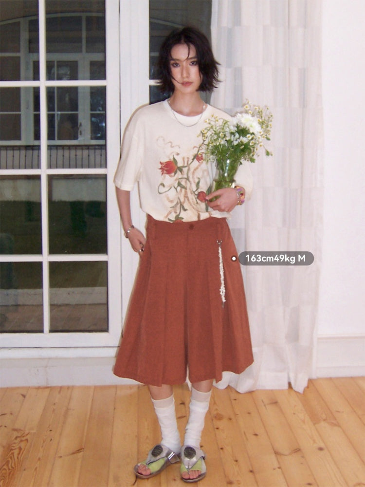 Lazy Pomegranate Flower Snowflake Loose Short-Sleeved T-Shirt【s0000016307】