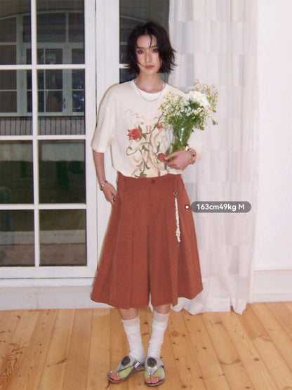 Lazy Pomegranate Flower Snowflake Loose Short-Sleeved T-Shirt【s0000016307】