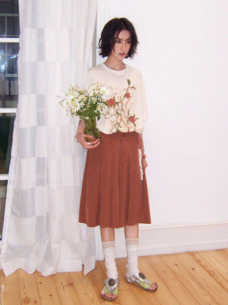 Lazy Pomegranate Flower Snowflake Loose Short-Sleeved T-Shirt【s0000016307】