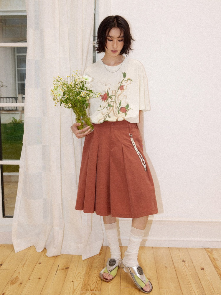 Lazy Pomegranate Flower Snowflake Loose Short-Sleeved T-Shirt【s0000016307】