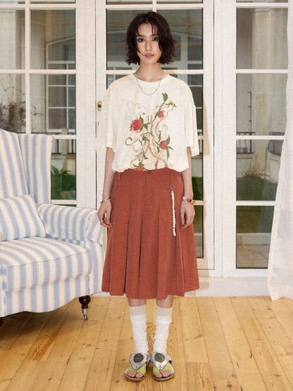 Lazy Pomegranate Flower Snowflake Loose Short-Sleeved T-Shirt【s0000016307】