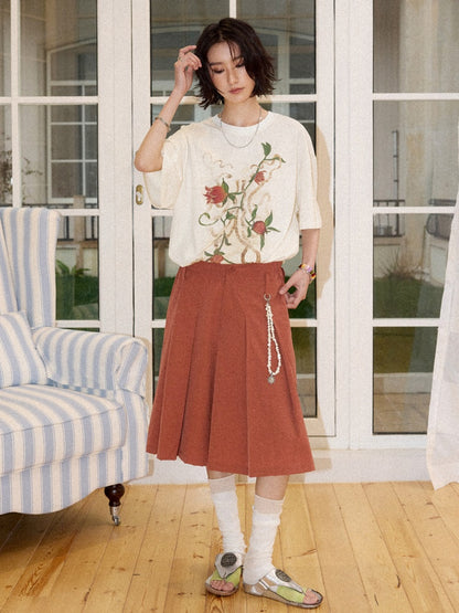 Lazy Pomegranate Flower Snowflake Loose Short-Sleeved T-Shirt【s0000016307】