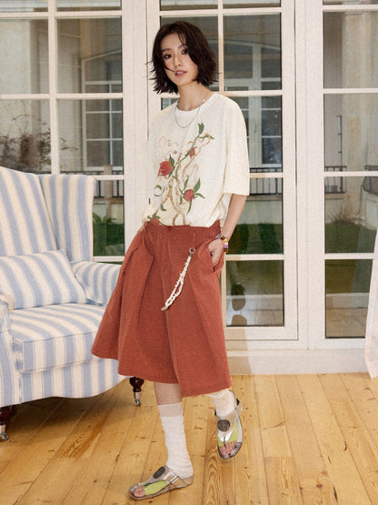 Lazy Pomegranate Flower Snowflake Loose Short-Sleeved T-Shirt【s0000016307】