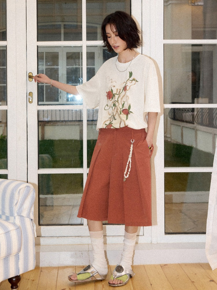 Lazy Pomegranate Flower Snowflake Loose Short-Sleeved T-Shirt【s0000016307】