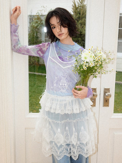 Embroidered Lace Layered Cover Skirt【s0000016308】