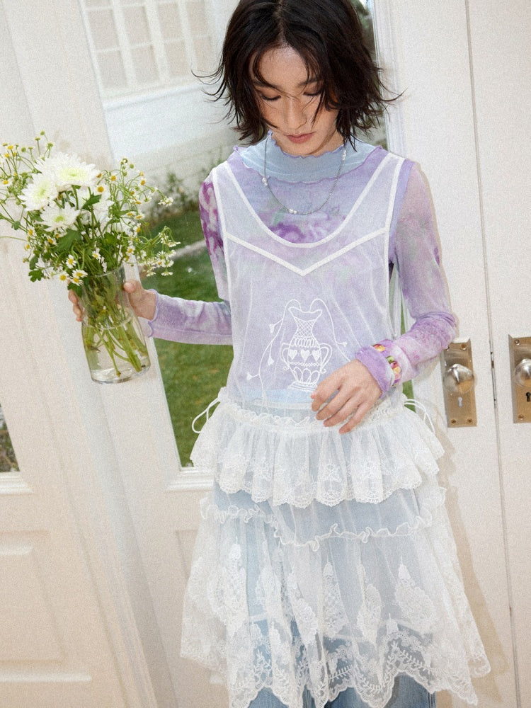 Embroidered Lace Layered Cover Skirt【s0000016308】