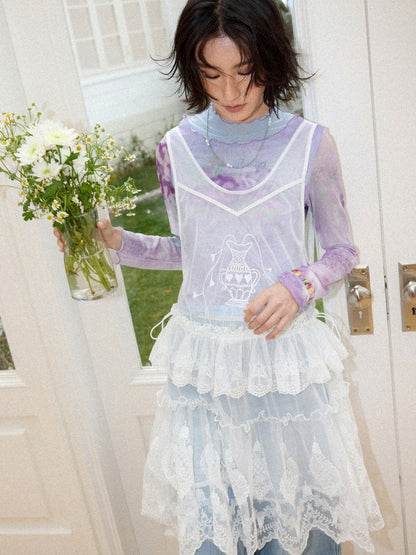 Embroidered Lace Layered Cover Skirt【s0000016308】