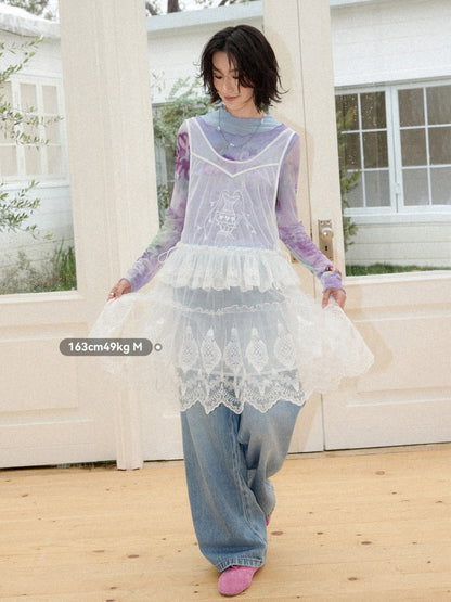 Embroidered Lace Layered Cover Skirt【s0000016308】