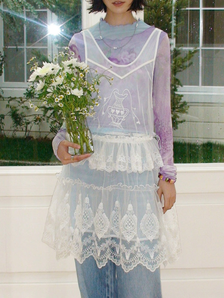 Embroidered Lace Layered Cover Skirt【s0000016308】