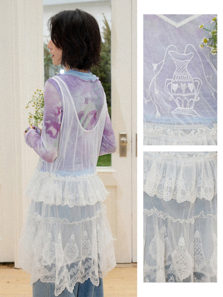 Embroidered Lace Layered Cover Skirt【s0000016308】