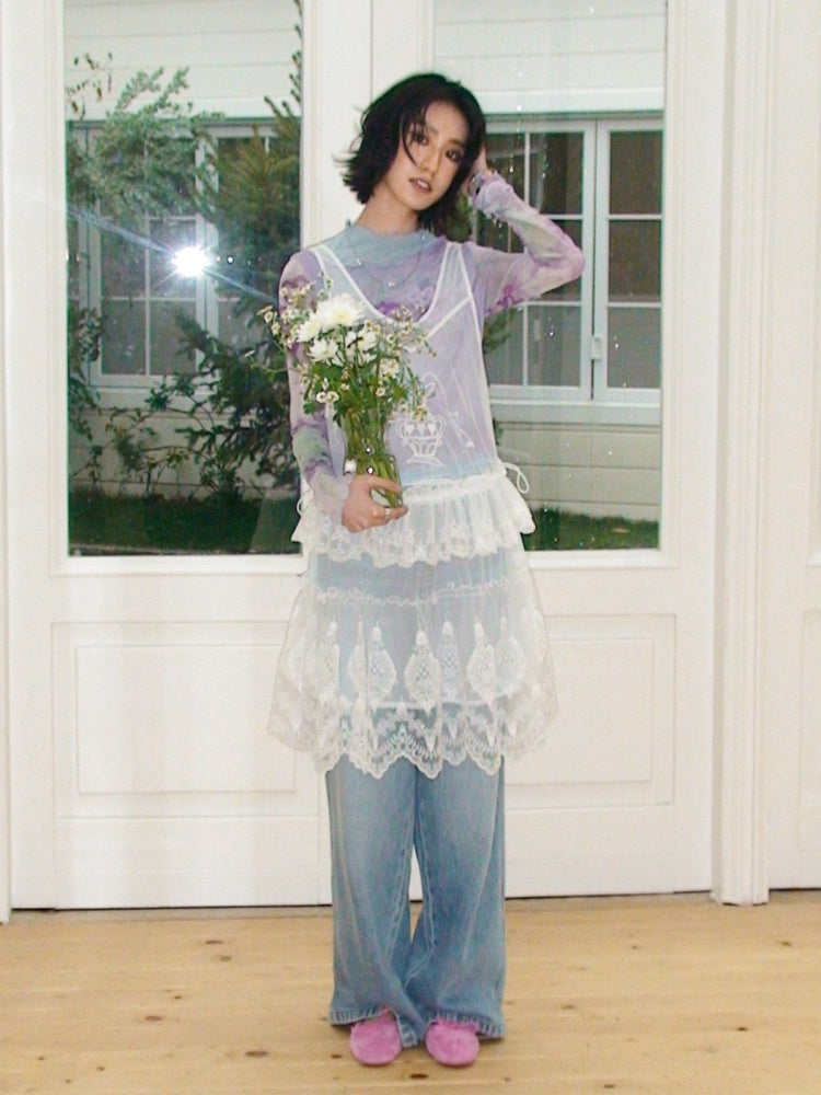 Embroidered Lace Layered Cover Skirt【s0000016308】