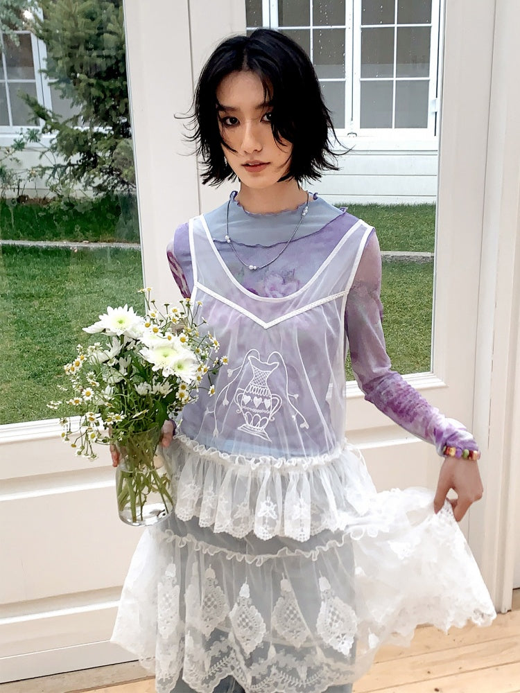 Embroidered Lace Layered Cover Skirt【s0000016308】