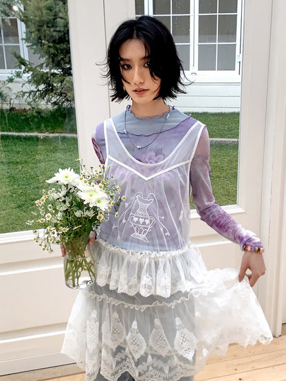 Embroidered Lace Layered Cover Skirt【s0000016308】