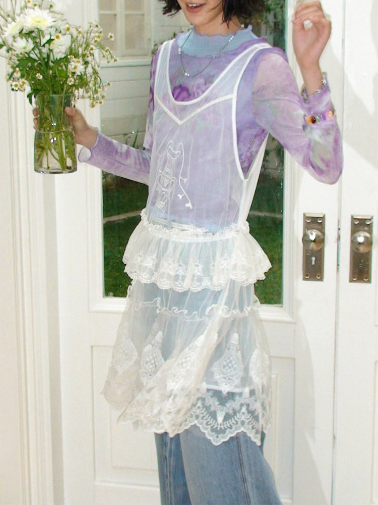 Embroidered Lace Layered Cover Skirt【s0000016308】