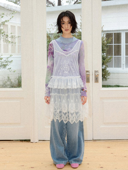 Embroidered Lace Layered Cover Skirt【s0000016308】