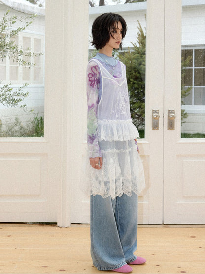 Embroidered Lace Layered Cover Skirt【s0000016308】