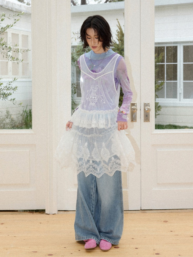 Embroidered Lace Layered Cover Skirt【s0000016308】