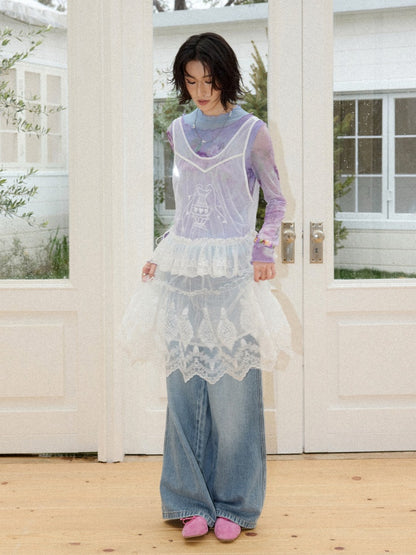 Embroidered Lace Layered Cover Skirt【s0000016308】