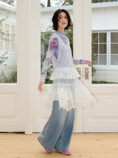 Embroidered Lace Layered Cover Skirt【s0000016308】