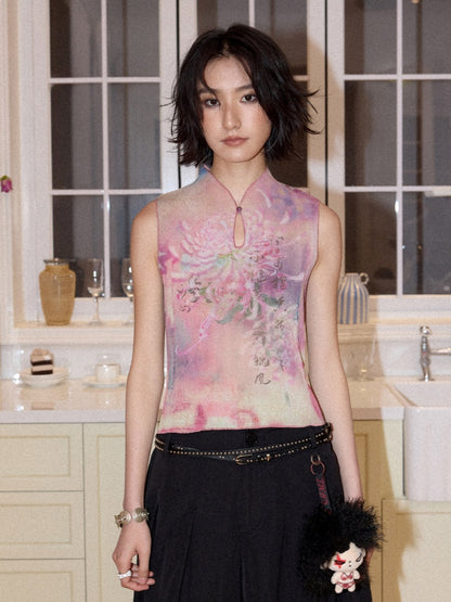 Chinese Chrysanthemum Pleated Slim Vest【s0000016309】