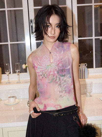 Chinese Chrysanthemum Pleated Slim Vest【s0000016309】