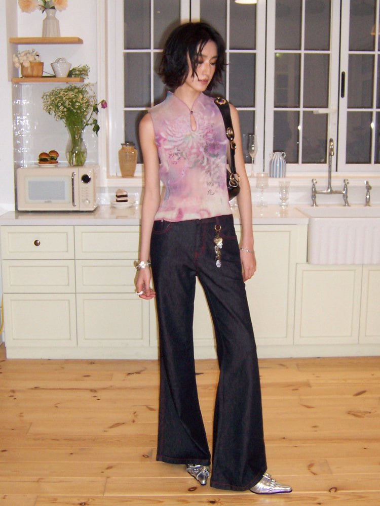 Chinese Chrysanthemum Pleated Slim Vest【s0000016309】