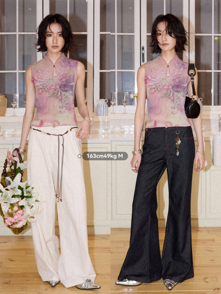 Chinese Chrysanthemum Pleated Slim Vest【s0000016309】