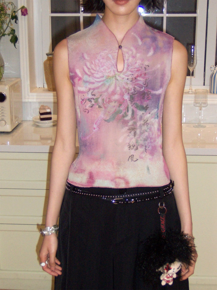 Chinese Chrysanthemum Pleated Slim Vest【s0000016309】