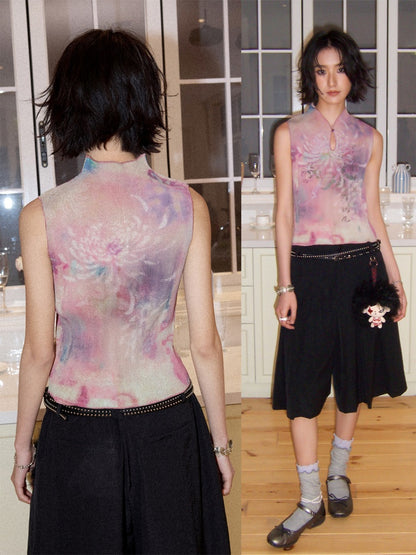 Chinese Chrysanthemum Pleated Slim Vest【s0000016309】