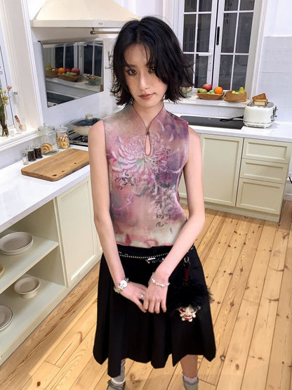 Chinese Chrysanthemum Pleated Slim Vest【s0000016309】