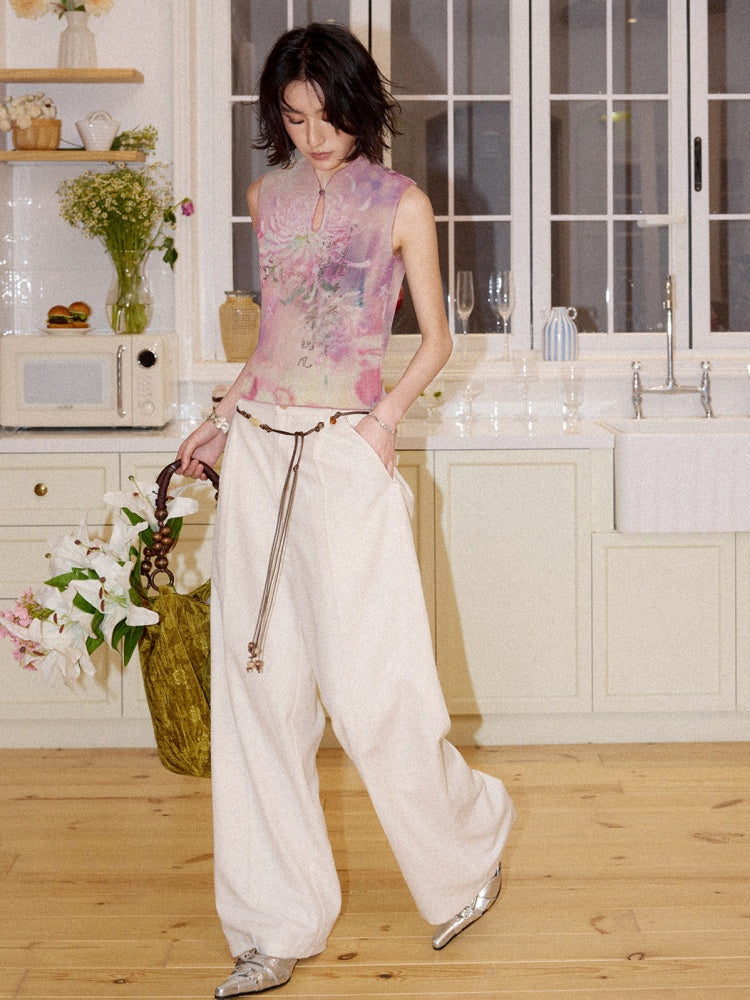 Chinese Chrysanthemum Pleated Slim Vest【s0000016309】