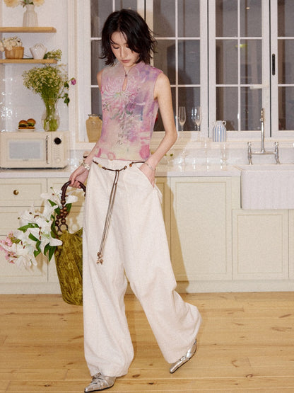 Chinese Chrysanthemum Pleated Slim Vest【s0000016309】