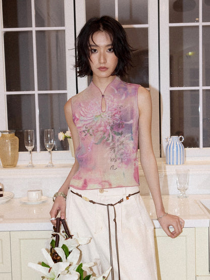 Chinese Chrysanthemum Pleated Slim Vest【s0000016309】