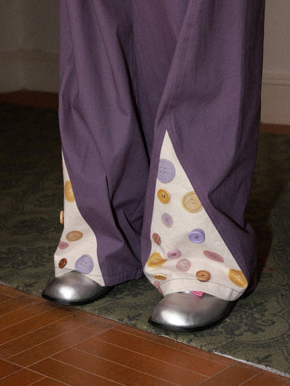 3D-Printed Casual Wide-Leg Curved Pants【s0000016310】