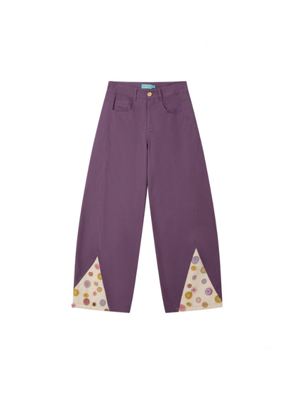 3D-Printed Casual Wide-Leg Curved Pants【s0000016310】