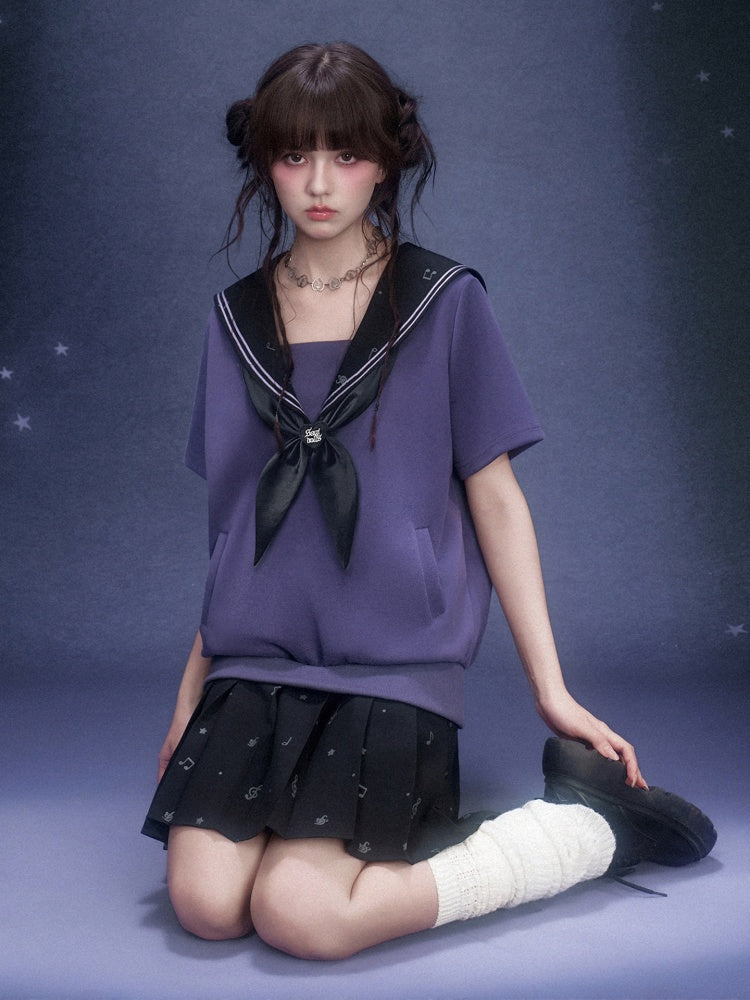 Musical Note Sailor Collar Knot Dress【s0000016311】