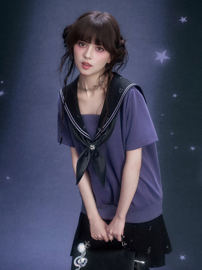 Musical Note Sailor Collar Knot Dress【s0000016311】